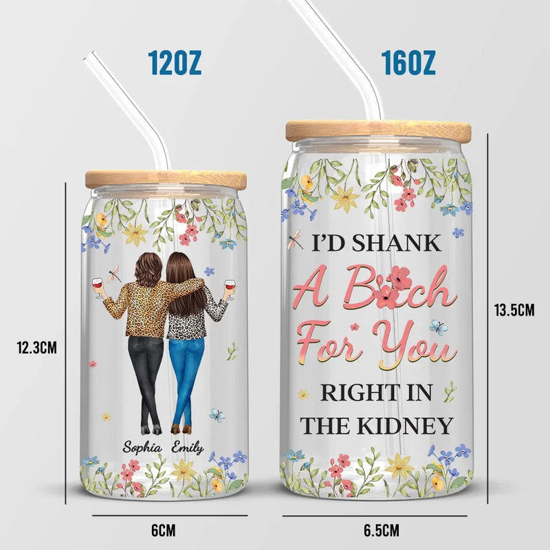 Partners In Crime And Everything Fine - Bestie Personalized Custom Glass Cup, Iced Coffee Cup - Christmas Gift For Best Friends, BFF, Sisters