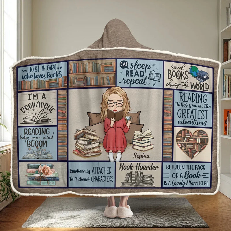Books Are My Refuge, Where My Soul Finds Rest - Personalized Custom Snuggle Blanket, Hoodie Blanket - Christmas Gift For Book Lovers