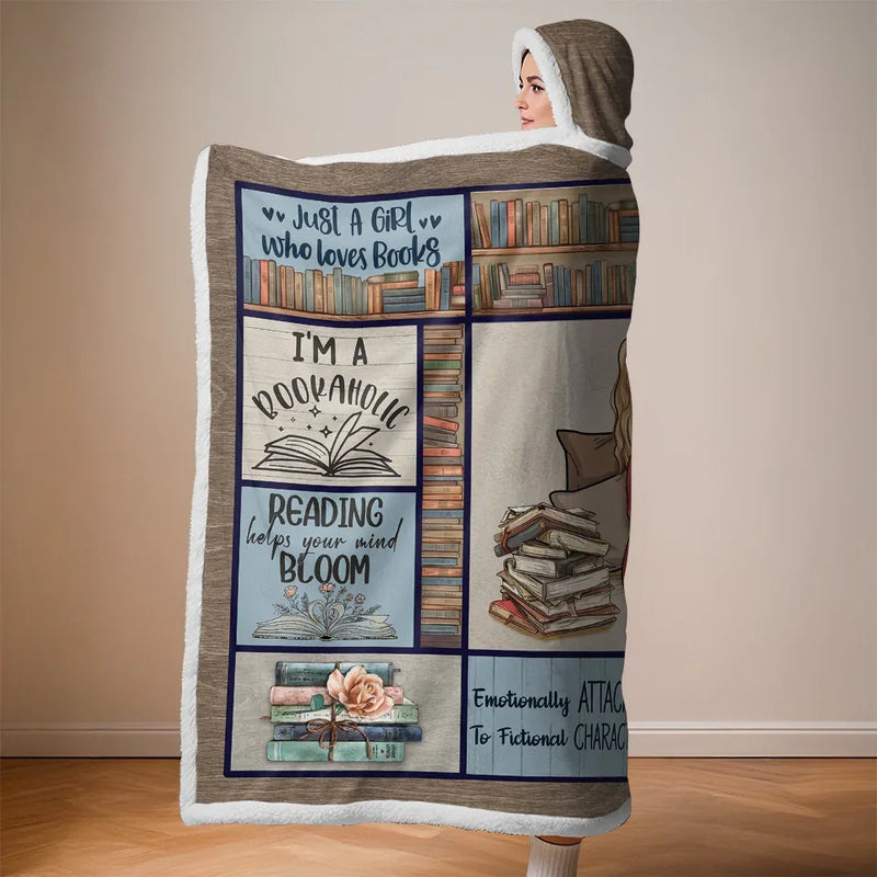 Books Are My Refuge, Where My Soul Finds Rest - Personalized Custom Snuggle Blanket, Hoodie Blanket - Christmas Gift For Book Lovers