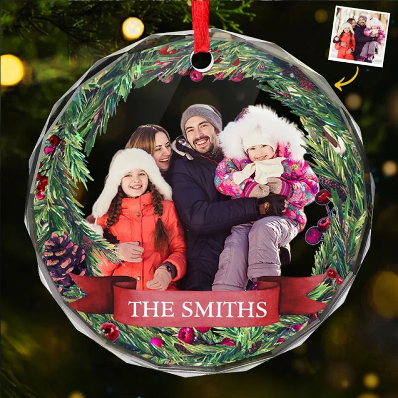 Custom Photo My Favorite Part Of Christmas Is Family - Family Personalized Custom Circle Glass Ornament - Christmas Gift For Family Members