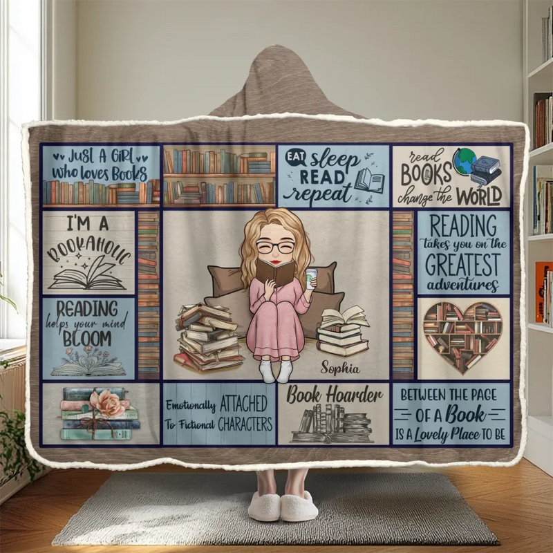 Books Are My Refuge, Where My Soul Finds Rest - Personalized Custom Snuggle Blanket, Hoodie Blanket - Christmas Gift For Book Lovers