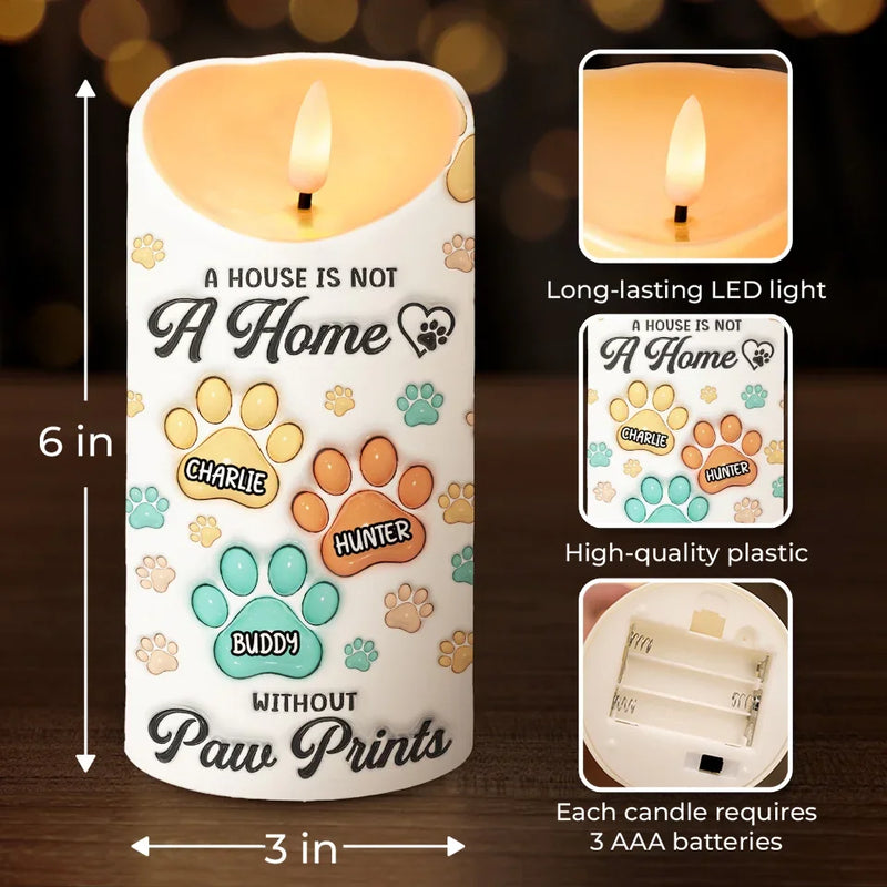 Fur Babies Make Life Sweeter - Dog & Cat Personalized Custom 3D Inflated Effect Printed LED Candle - Christmas Gift For Pet Owners, Pet Lovers