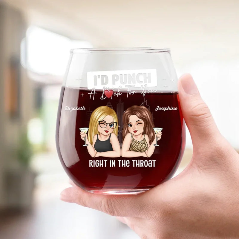 We Laugh Louder Together - Bestie Personalized Custom Wine Glass - Christmas Gift For Best Friends, BFF, Sisters