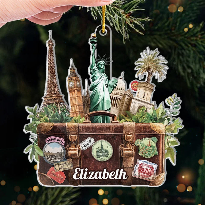 The World Is Your Playground - Travel Personalized Custom Ornament - Acrylic Custom Shaped - Christmas Gift For Adventure Travel Lovers