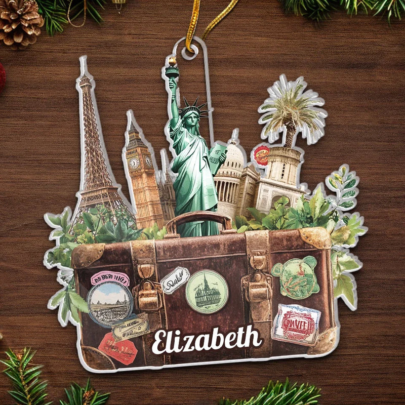 The World Is Your Playground - Travel Personalized Custom Ornament - Acrylic Custom Shaped - Christmas Gift For Adventure Travel Lovers