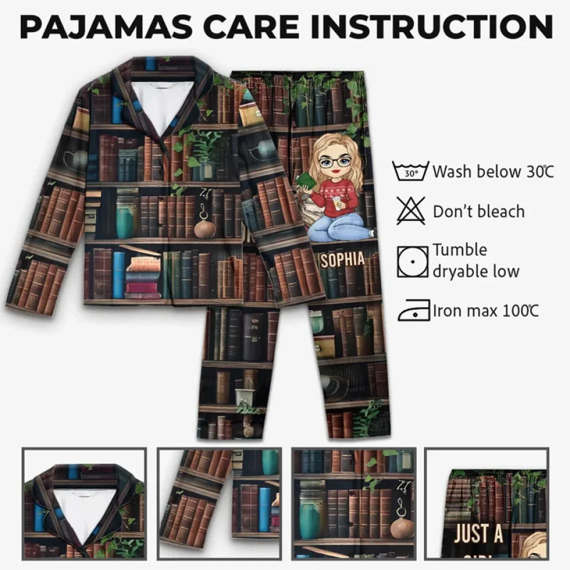 Just A Girl Who Loves Books - Personalized Custom Pajama Pants - Christmas Gift For Book Lovers