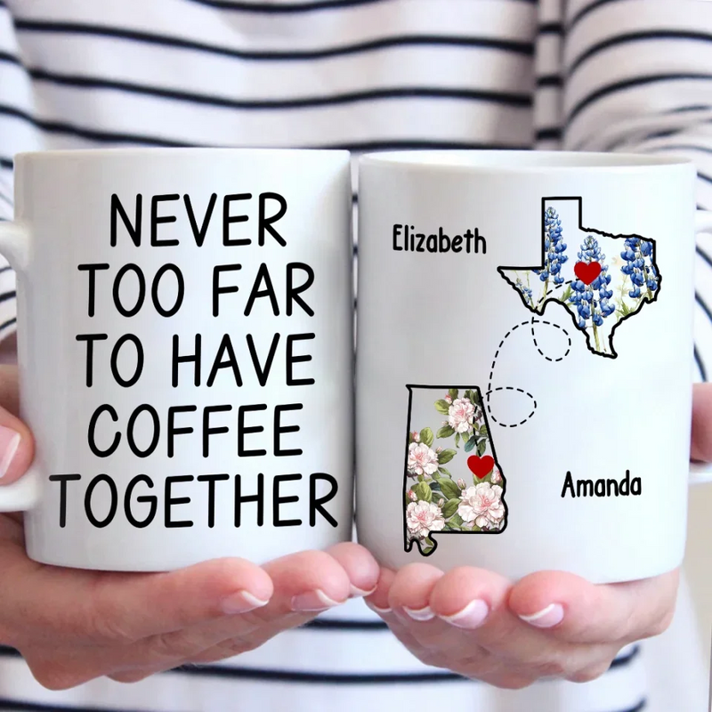 Distance Only Makes Our Friendship Grow Stronger - Bestie Personalized Custom Mug - Christmas Gift For Best Friends, BFF, Sisters