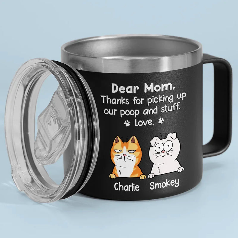 Custom Funny Cat Mom Gifts - Personalized 14 Oz Tumbler With Handle