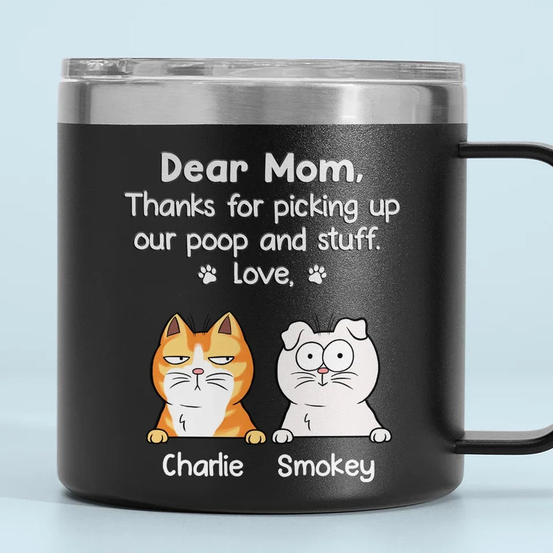 Custom Funny Cat Mom Gifts - Personalized 14 Oz Tumbler With Handle