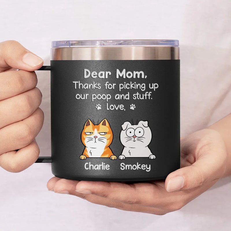 Custom Funny Cat Mom Gifts - Personalized 14 Oz Tumbler With Handle