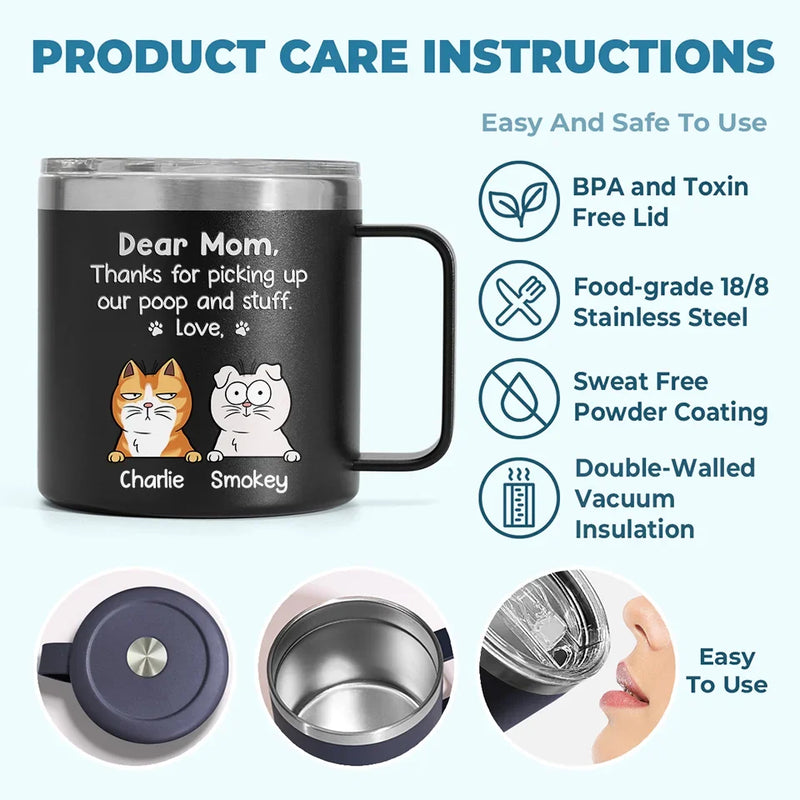 Custom Funny Cat Mom Gifts - Personalized 14 Oz Tumbler With Handle