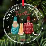 Custom Name Our First Christmas Gifts for Couples - Personalized Glass Ornament