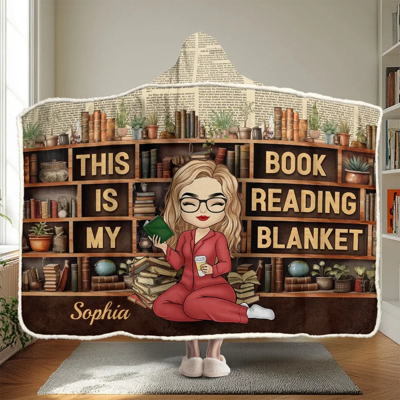 This Is My Book Reading Blanket - Personalized Custom Snuggle Blanket, Hoodie Blanket - Christmas Gift For Book Lovers