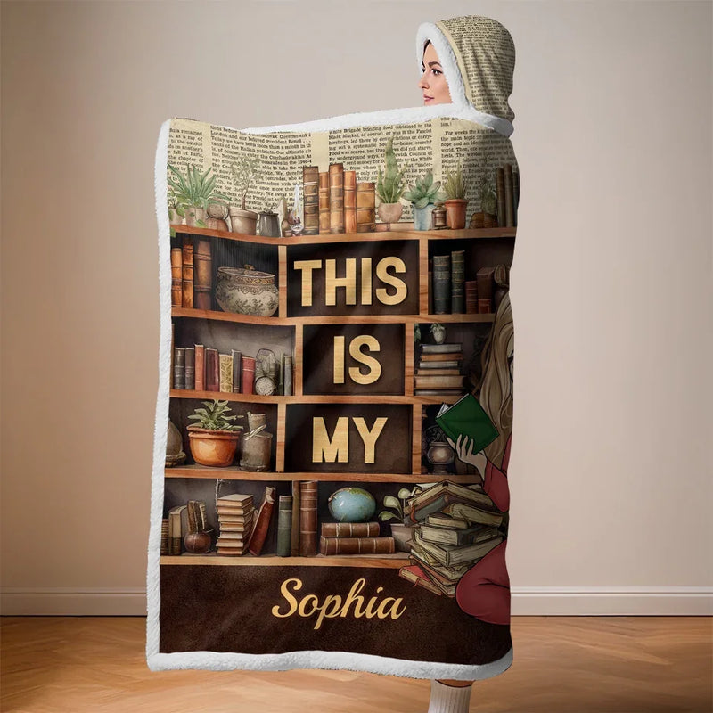 This Is My Book Reading Blanket - Personalized Custom Snuggle Blanket, Hoodie Blanket - Christmas Gift For Book Lovers