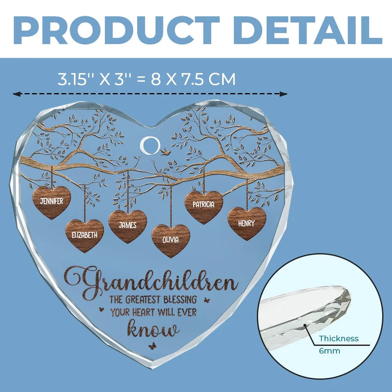 Grandkids Make Life More Grand - Family Personalized Custom Heart Glass Ornament - New Arrival, Christmas Gift For Grandma AMZ