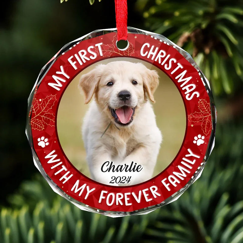 Custom Photo My Adorable Fur Baby - Dog & Cat Personalized Custom Circle Glass Ornament - New Arrival, Christmas Gift For Pet Owners, Pet Lovers, First Christmas AMZ