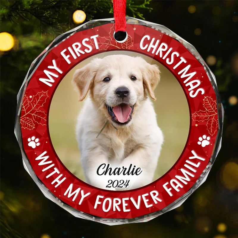 Custom Photo My Adorable Fur Baby - Dog & Cat Personalized Custom Circle Glass Ornament - New Arrival, Christmas Gift For Pet Owners, Pet Lovers, First Christmas AMZ