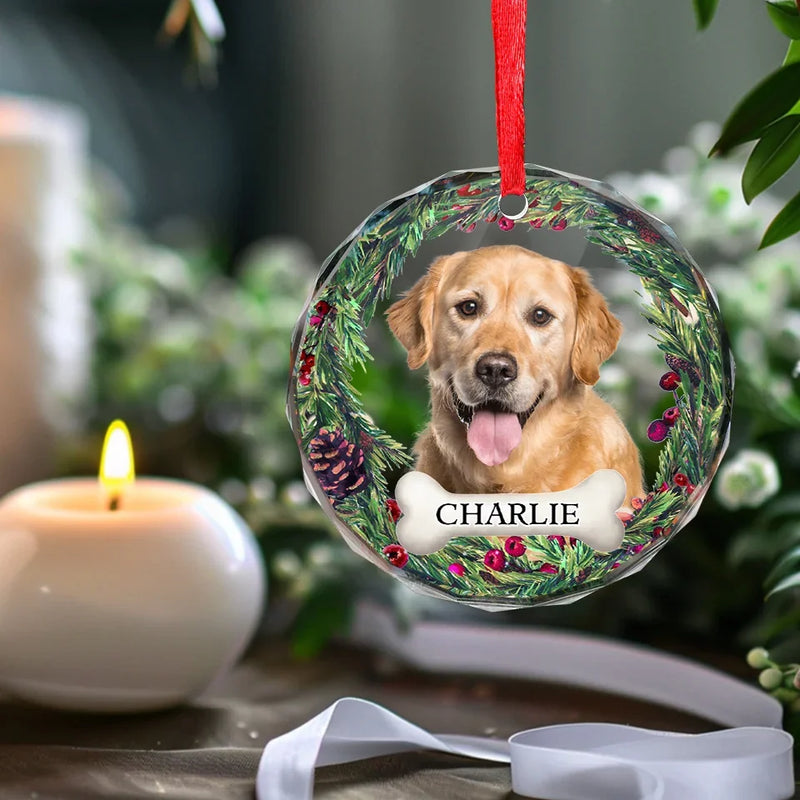 Memorial Personalized Custom Circle Glass Ornament - New Arrival, Christmas Gift, Sympathy Gift For Pet Owners, Pet Lovers AMZ