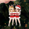Merry Christmas, Festive Friends - Bestie Personalized Custom Ornament - Acrylic Custom Shaped - Christmas Gift For Best Friends, BFF, Sisters