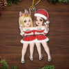 Merry Christmas, Festive Friends - Bestie Personalized Custom Ornament - Acrylic Custom Shaped - Christmas Gift For Best Friends, BFF, Sisters