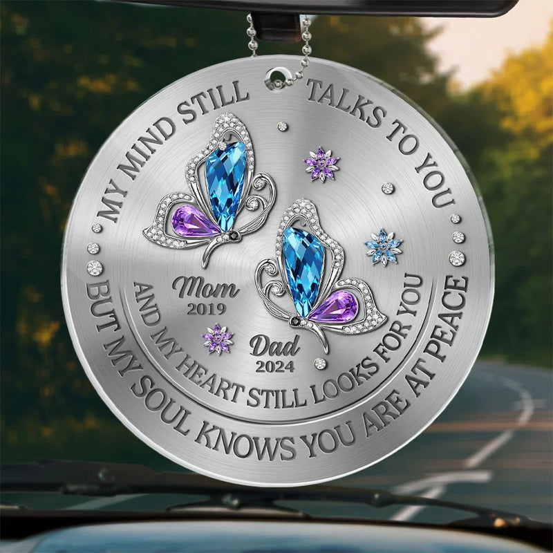 Custom Memorial Butterfly Gifts for Mom and Dad - Personalized Car Ornament