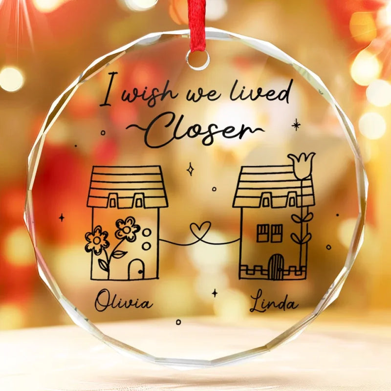 Forever Friends, No Matter Where - Bestie Personalized Custom Circle Glass Ornament - Christmas Gift For Best Friends, BFF, Sisters
