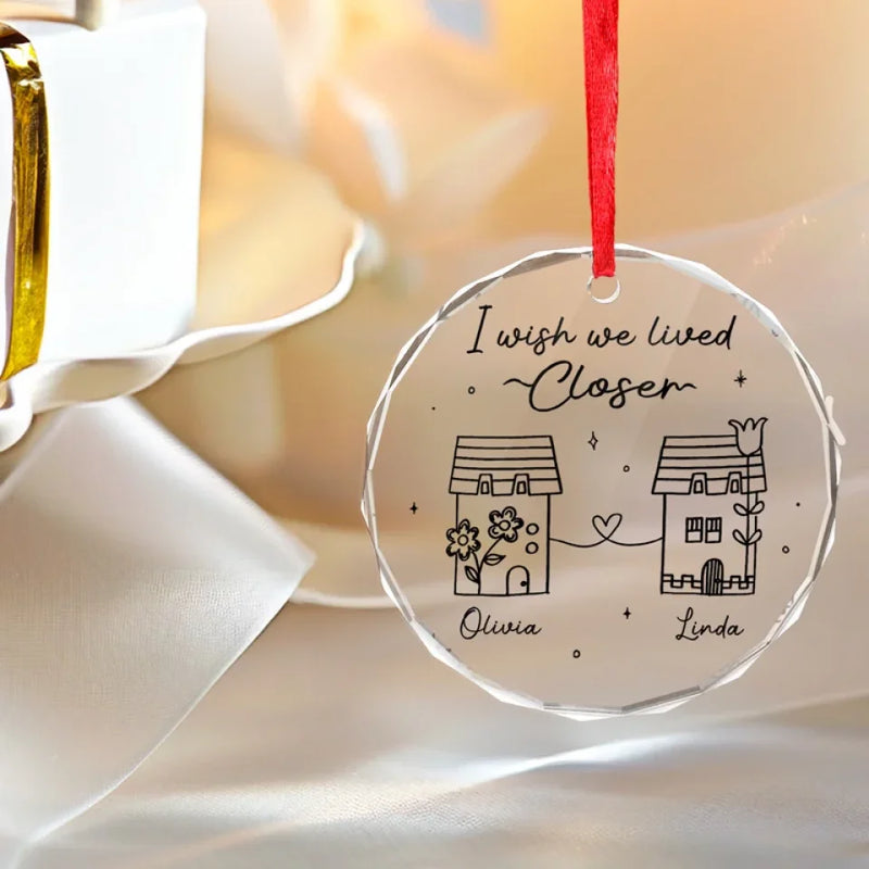 Forever Friends, No Matter Where - Bestie Personalized Custom Circle Glass Ornament - Christmas Gift For Best Friends, BFF, Sisters