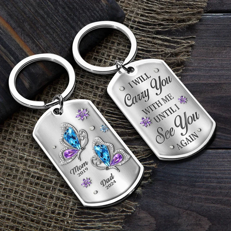 Until I See You Again - Memorial Personalized Custom Keychain - Sympathy Gift, Christmas Gift For Family Members