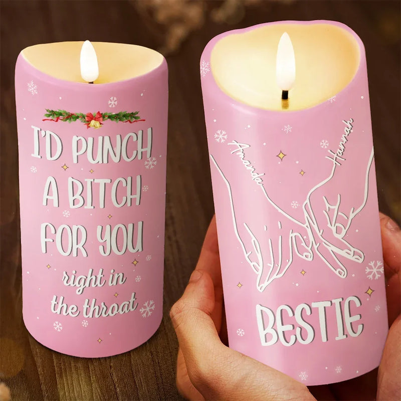 If Anyone Hurts You, They’ll Regret It - Bestie Personalized Custom LED Candle - Christmas Gift For Best Friends, BFF, Sisters