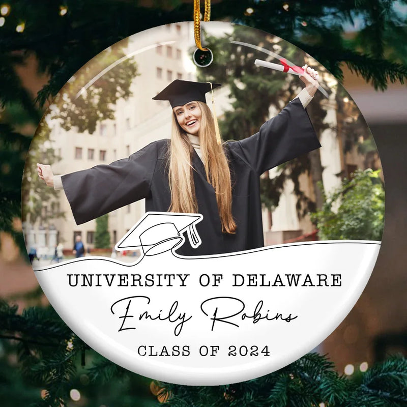 Custom Photo Dream Big, Fly High - Family Personalized Custom Ornament - Ceramic Round Shaped - Christmas Gift, Graduation Gift For Family Members, Siblings, Brothers, Sisters