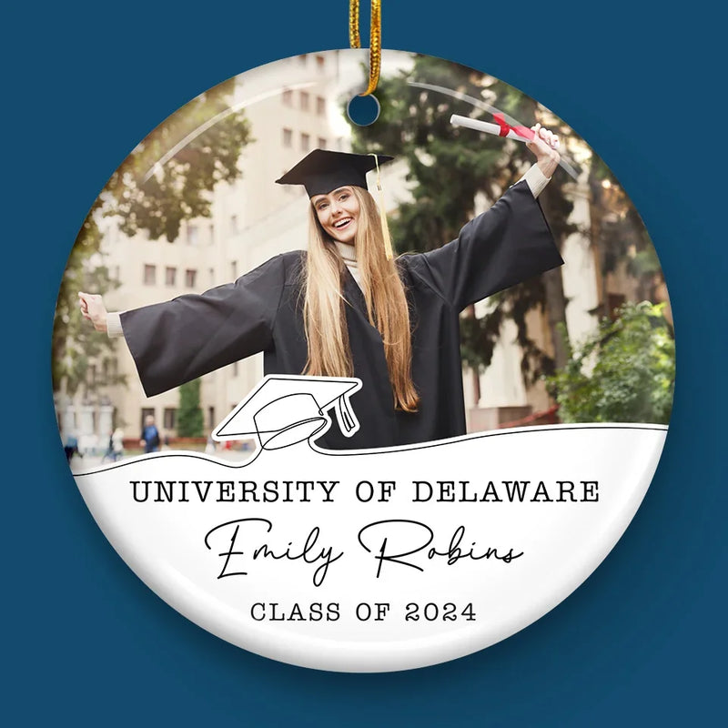 Custom Photo Dream Big, Fly High - Family Personalized Custom Ornament - Ceramic Round Shaped - Christmas Gift, Graduation Gift For Family Members, Siblings, Brothers, Sisters