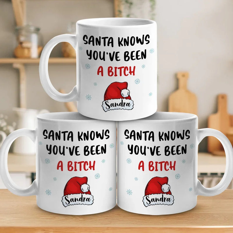 Santa Knows Who You Are - Friend Personalized Custom Mug - Christmas Gift, Birthday Gift For Best Friends, Family Members, Coworkers, Yourself