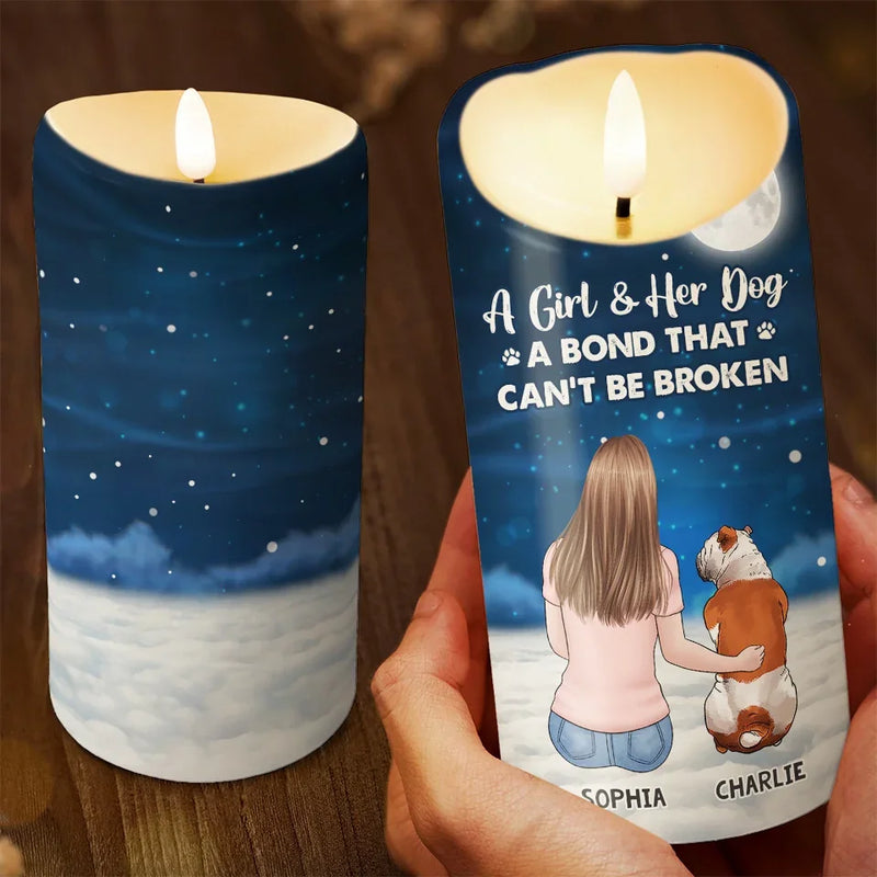 Custom Name Girl and Dog Bond Gifts for Dog Lovers - Personalized LED Candle
