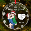 I Found My Missing Piece - Couple Personalized Custom Circle Glass Ornament - Christmas Gift For Husband Wife, Anniversary
