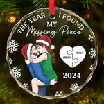 Custom Name Missing Piece Christmas Couple Gifts - Personalized Glass Ornament