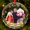 Custom Photo Being Part Of A Family Means Smiling For Photos - Family Personalized Custom Circle Glass Ornament - Christmas Gift For Family Members