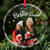 Custom Photo Christmas Brings Families Closer Together - Family Personalized Custom Circle Glass Ornament - Christmas Gift For Family Members, Siblings, Brothers, Sisters
