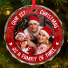 Custom Photo Family Is Where Life Begins And Love Never Ends - Family Personalized Custom Circle Glass Ornament - Christmas Gift For Family Members, First Christmas