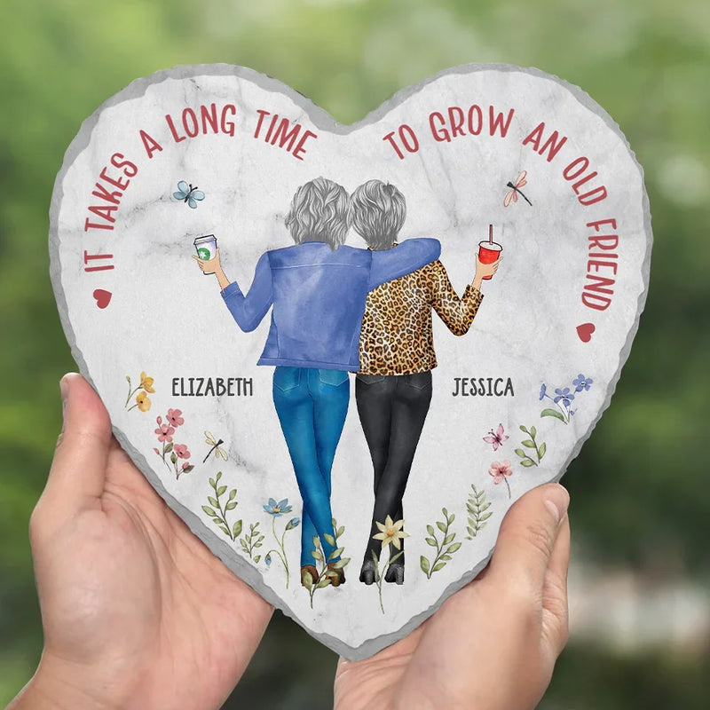 Good Drinks, Better Company - Bestie Personalized Custom Heart Shaped Stone With Stand - Christmas Gift For Best Friends, BFF, Sisters