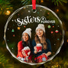 Custom Photo Christmas Brings Families Closer Together - Family Personalized Custom Circle Glass Ornament - Christmas Gift For Family Members, Siblings, Brothers, Sisters