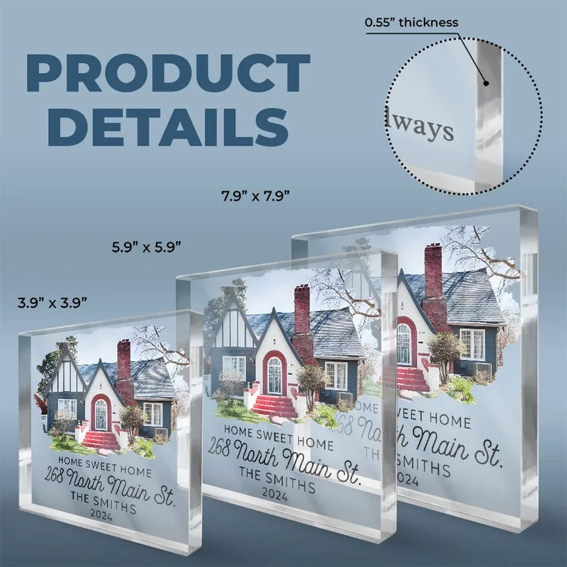 Custom Photo Happiness Lives Here Now - Family Personalized Custom Square Shaped Acrylic Plaque - Gift For Family Members