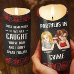 Custom Name Partners in Crime Gifts for Best Friends - Personalized LED Candle