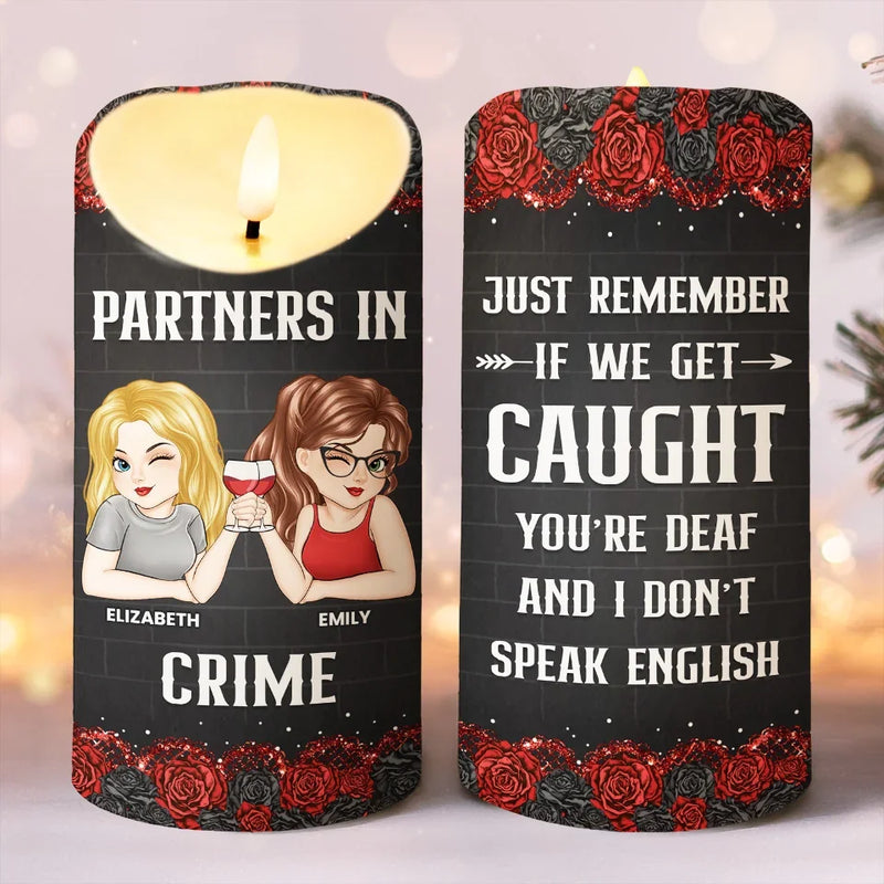 Custom Name Partners in Crime Gifts for Best Friends - Personalized LED Candle