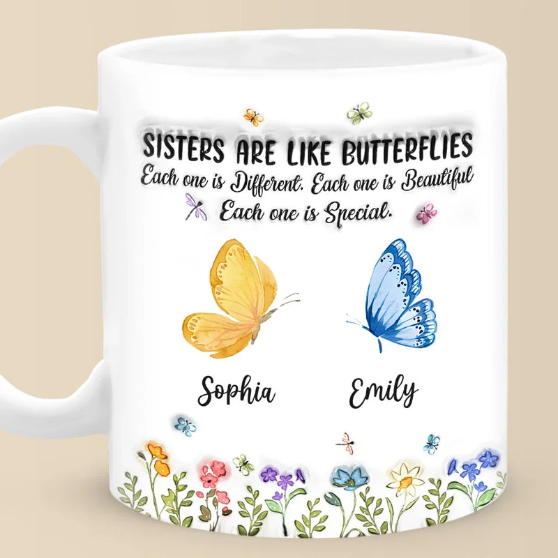 Bestie Are Like Butterflies - Bestie Personalized Custom 3D Inflated Effect Printed Mug - Christmas Gift For Best Friends, BFF, Sisters