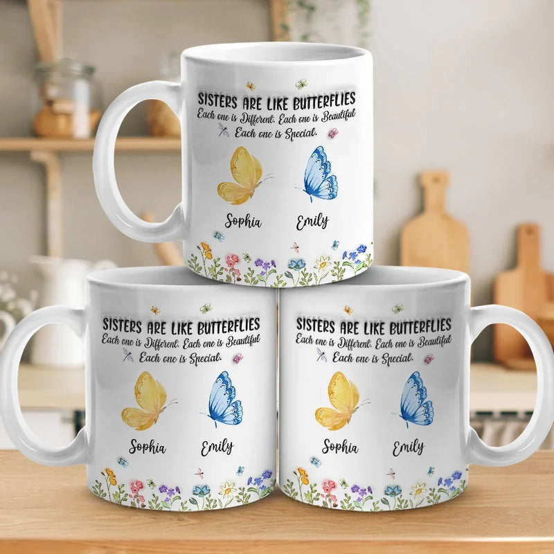 Bestie Are Like Butterflies - Bestie Personalized Custom 3D Inflated Effect Printed Mug - Christmas Gift For Best Friends, BFF, Sisters