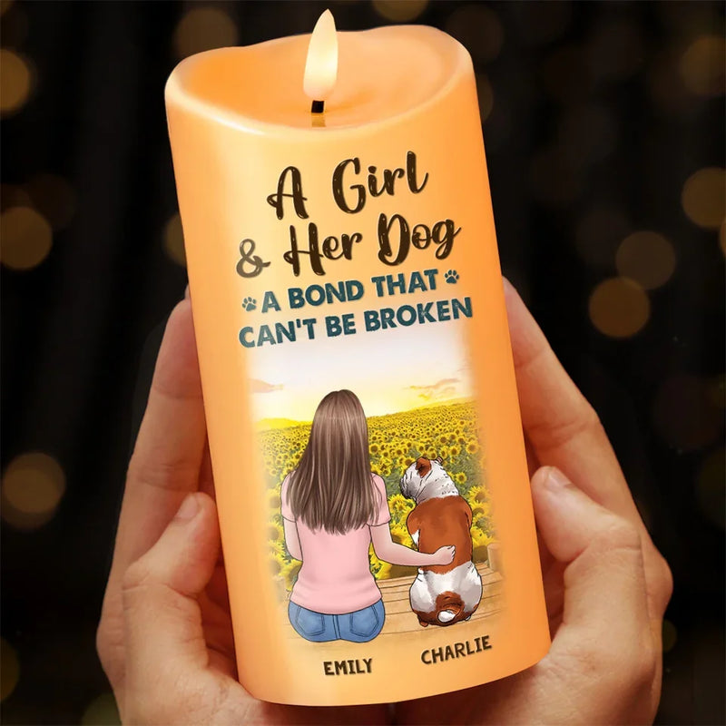 An Unbreakable Bond - Memorial Personalized Custom LED Candle - Sympathy Gift, Christmas Gift For Pet Owners, Pet Lovers