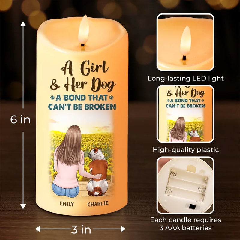 An Unbreakable Bond - Memorial Personalized Custom LED Candle - Sympathy Gift, Christmas Gift For Pet Owners, Pet Lovers