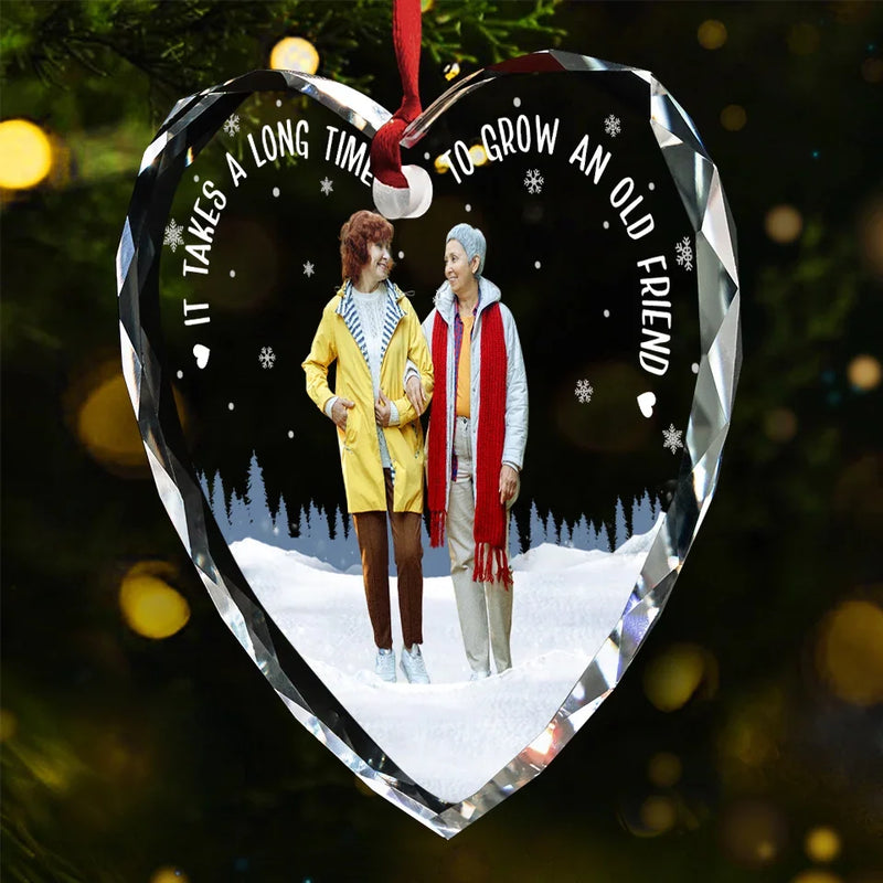 Custom Photo My Memories Are Filled With You - Bestie Personalized Custom Heart Glass Ornament - Christmas Gift For Best Friends, BFF, Sisters