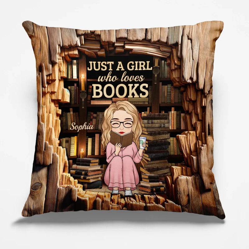 A Girl With A Passion For Reading - Personalized Custom Pillow - Gift For Book Lovers