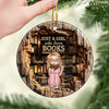 A Girl Who Finds Magic In Books - Personalized Custom Ornament - Ceramic Round Shaped - Christmas Gift For Book Lovers